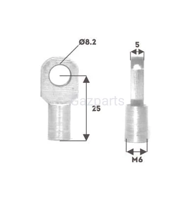 UCHWYT SPRĘŻYNY GAZOWEJ OCZKO Fi 8mm, M6, DŁ. 25MM