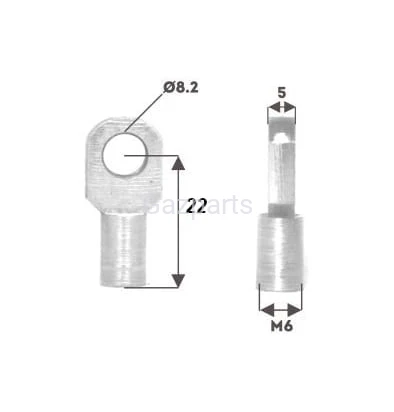 UCHWYT SPRĘŻYNY GAZOWEJ OCZKO Fi 8mm, M6, DŁ. 22MM
