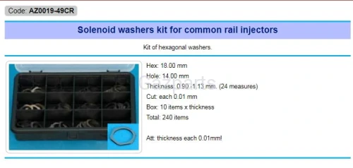 ZESTAW PODKŁADEK CEWKI SELENOID WTRYSK SIEMENS
