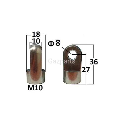 UCHWYT SPRĘŻYNY GAZOWEJ OCZKO Fi 8mm GWINT M10