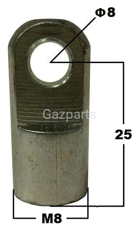 UCHWYT SPRĘŻYNY GAZOWEJ OCZKO Fi 8mm GWINT M8 25MM