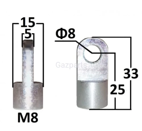 UCHWYT SPRĘŻYNY GAZOWEJ OCZKO Fi 8mm M8 25MM t-5mm