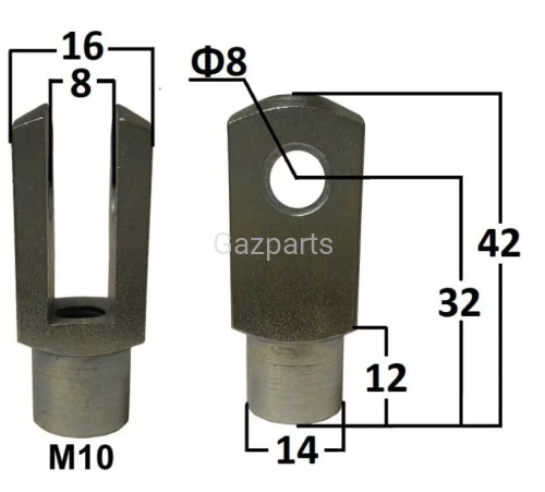 UCHWYT SPRĘŻYNY GAZOWEJ WIDEŁKI FI 8mm GWINT M10