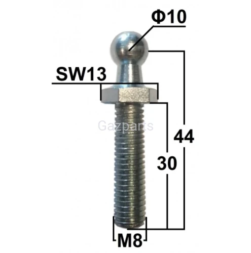 SWORZEŃ KULOWY TRZPIEŃ MOCUJĄCY Fi10 GWINT M8 44mm