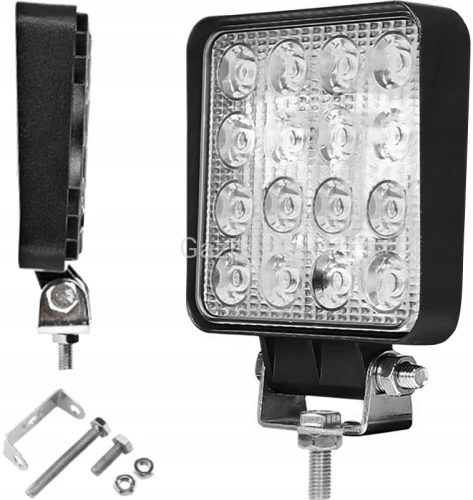 LAMPA ROBOCZA LEDOWA 16 LED 12V 16x1W ALUM KWAD