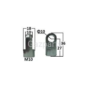 UCHWYT SPRĘŻYNY GAZOWEJ OCZKO Fi 10mm M10 dł. 27mm