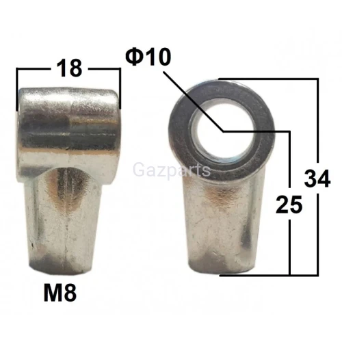 UCHWYT OCZKOWY GRUBY 18mm OTWÓR 10mm M8 dł. 25mm