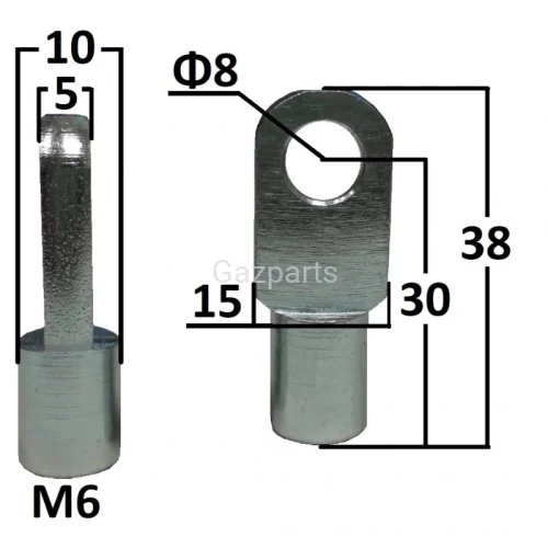 UCHWYT SPRĘŻYNY GAZOWEJ OCZKO Fi 8mm M6 DŁ. 30MM
